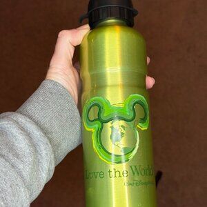 Disney green "Love the World" aluminum water bottle